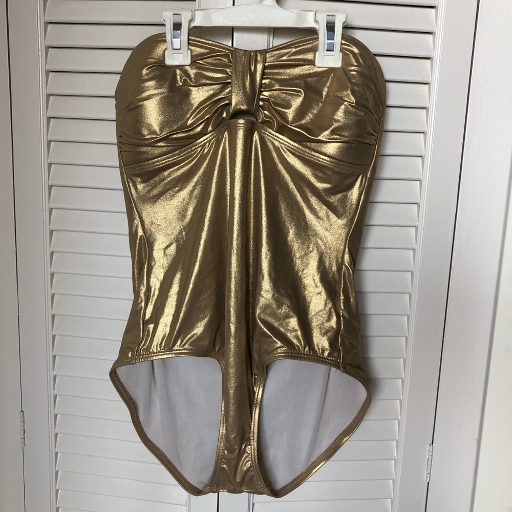 Tommy Bahama strapless gold one-piece